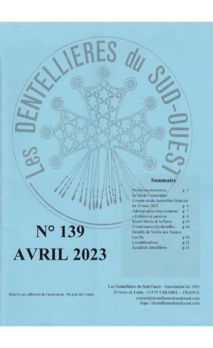 Les Dentellières du Sud-Ouest, no. 139, Avril 2023